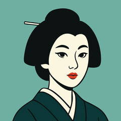 Mysterious Vintage Comic Japanese Woman Illustration