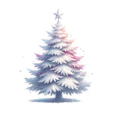 Fototapeta premium Whimsical frosted christmas tree adorned with sparkling pink and blue glitter