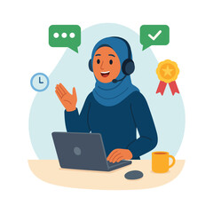 Flat Illustration of Online Customer Service Concept