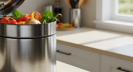 Compost Bin with Fresh Food Scraps