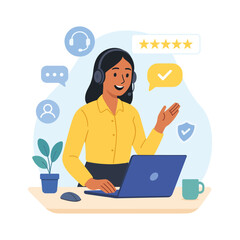 Flat Illustration of Online Customer Service Concept