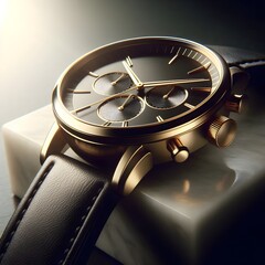 Stylish Black and Gold Wristwatch – Modern Fashion Accessory Background" 