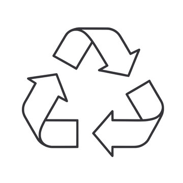 White recycling symbol black outline on transparent background