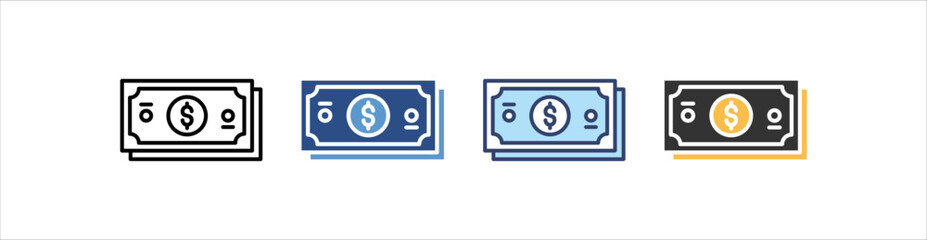 Banknotes Icon Set Multiple Style Collection