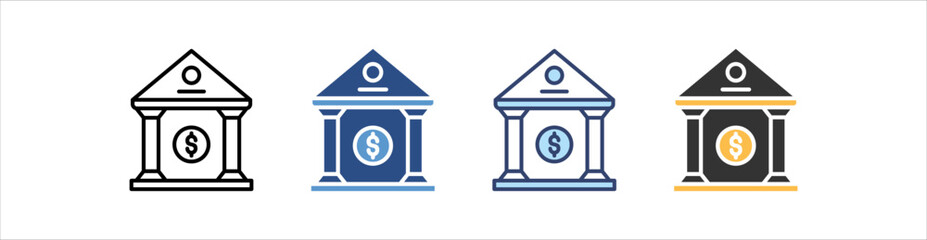 Bank Icon Set Multiple Style Collection