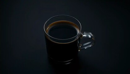 Dark inviting coffee in glass mug