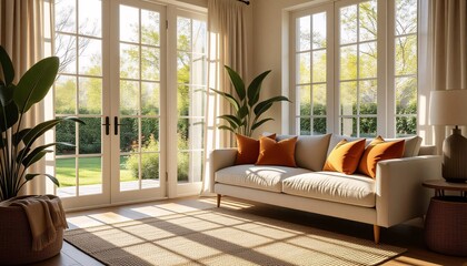 Cozy room with abundant light and plants