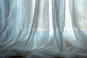 Flawless Image of Image of White Sheer Curtains Billowing in the Breeze
