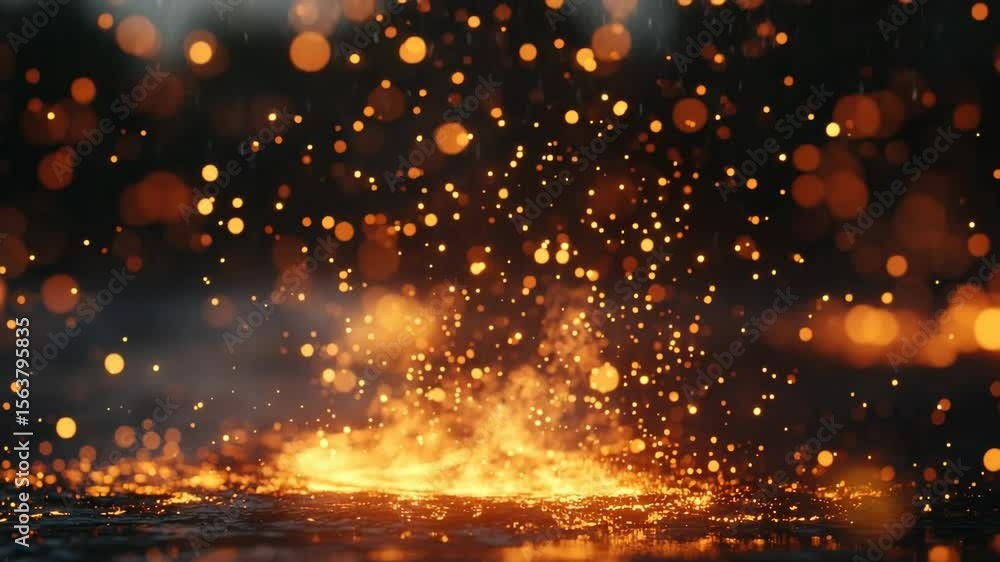 Poster dynamic fire and sparks display with bright golden particles for visual effects