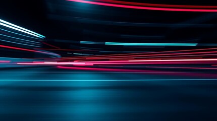 Neon Light Trails on Futuristic Car Race Track – Long Exposure Speed Motion Photography