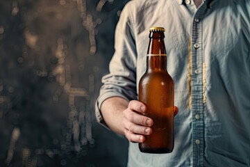 Ultra Hd Visual of Unrecognizable Guy with Bottle of Beer