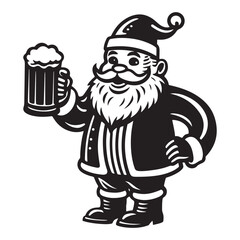 Santa with beer sag bundle Christmas sag Santa Claus beer vector
