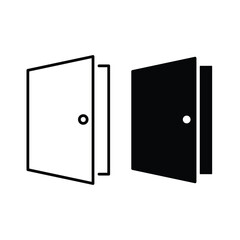 Door icons in black line and filled versions on a white background