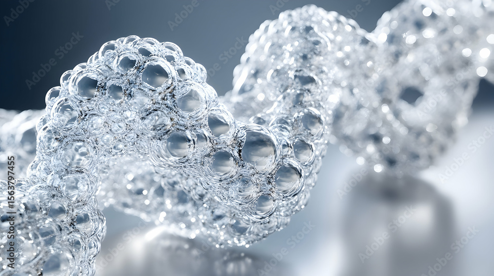 Aufkleber abstract close-up of swirling water bubbles, glistening with light, creating a dynamic and textured 