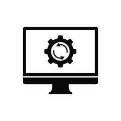 Monitor setting glyph flat vector icon on a white background