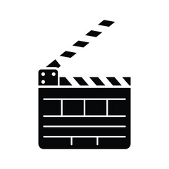 Movie clapperboard symbol and clip art design on a white background