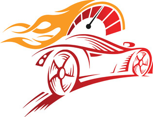Modern racing car with meter for logo 