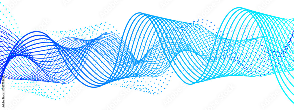 Aufkleber abstract dynamic and flowing background with soft turquoise-green waveforms and dotted halftone elem