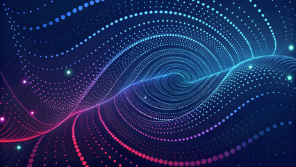 Obraz premium Dynamic blue light waves glow in a futuristic fractal design, creating an abstract background with an energetic flow