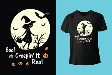 halloween t-shirt vector illustration retro style vintage template design for adults male and female, spooky night