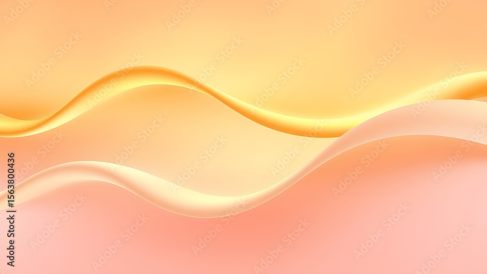 Poster abstract peach and gold wave background soft pastel color gradient flowing lines smooth curves elega