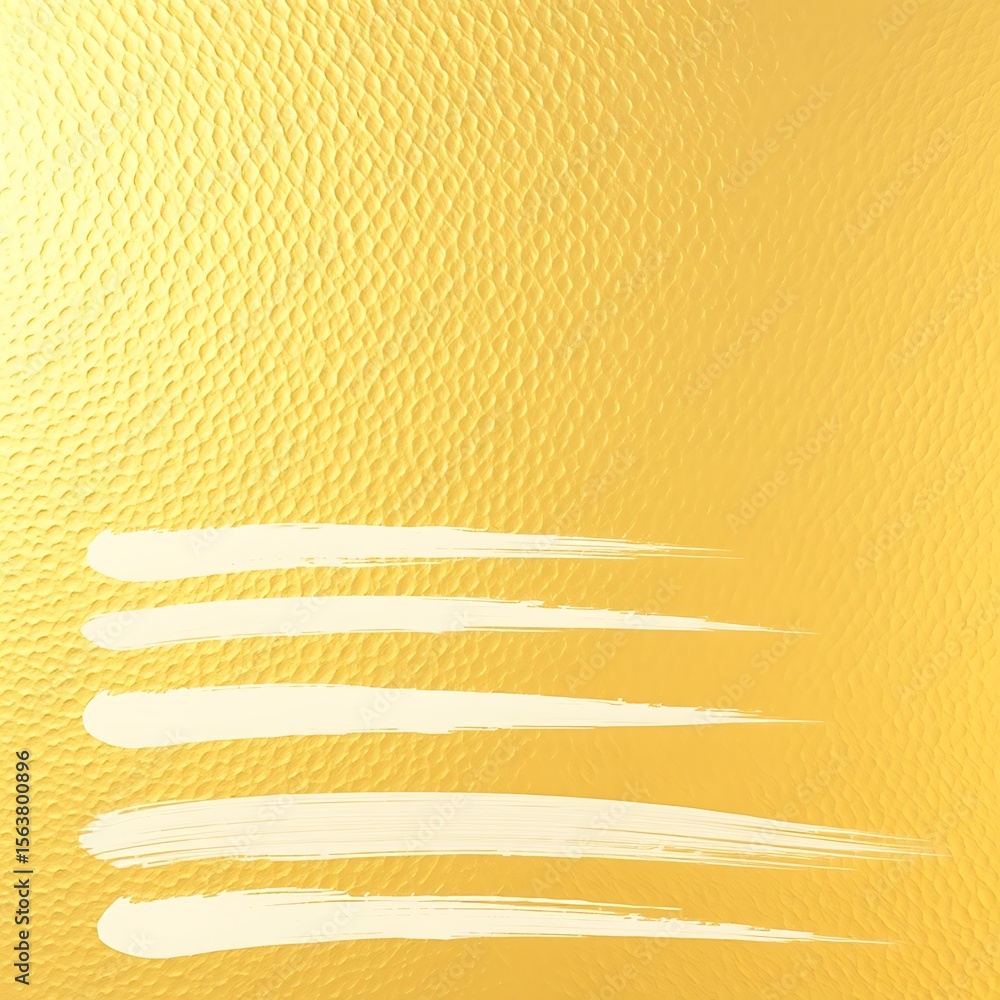 Poster gold textured background with three off white horizontal brush strokes abstract design element image