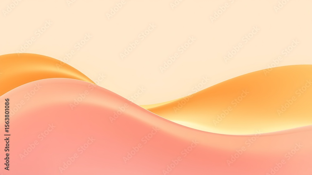 Poster abstract pastel pink and orange wave background soft gradient color smooth curves minimalist design 