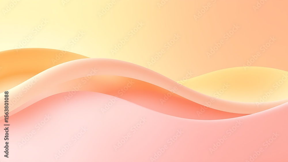 Poster abstract pastel pink and yellow wave background soft gradient color smooth curves fluid design image