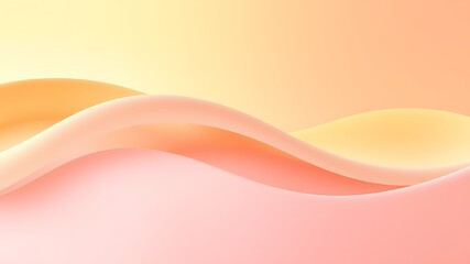 Abstract Pastel Pink and Yellow Wave Background Soft Gradient Color Smooth Curves Fluid Design image