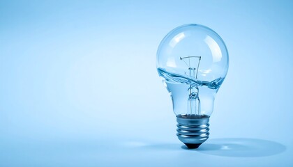 Lightbulb Filled With Water with Blue Background.