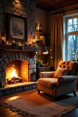 Cozy Fireplace Living Room Relaxation and Comfort in a Contemporary Home Interior