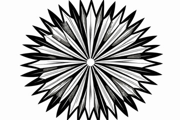 Obraz premium Abstract Black and White Radial Pattern-Geometric Floral Design-Modern Art Illustration-Striking Circular Graphic-Unique Monochrome Artwork-Eye-Catching Visual Element