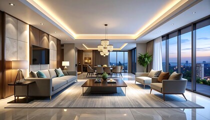 Fototapeta premium Luxurious modern living room interior. (1)