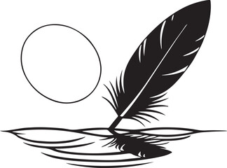 Obraz premium Elegant bird feather illustration, perfect for a quill pen vector art design