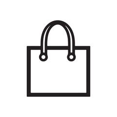 Simple black outline vector icon of a shopping bag or handbag on a white background, a common e-commerce symbol.