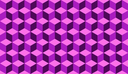 Purple 3d cube seamless isometric pattern background geometric texture 3d cube backdrop squares.