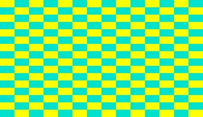 Chessboard with very small rectangle pattern background. Blue Yellow checkered colors. Repeating texture, illustration, repeating rectangle checkered background