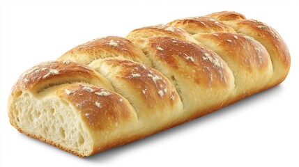 Fresh baked braided bread loaf isolated on white background
