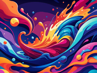 Abstract Colorful Liquid Swirls and Splashes Background
