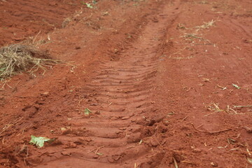 soil in the ground, Plowed Soil Relief Under Machinery Pressure.
