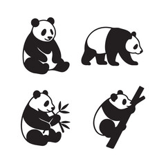 Obraz premium set of four 04 panda silhouette designs 