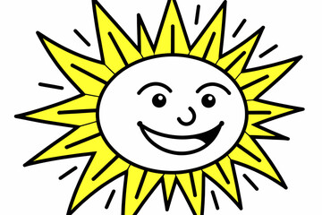 Smiling Sun Cartoon Illustration - Cheerful Yellow Sun Vector Graphic - Kids Friendly Sunny Day Clip Art - Happy Summer Sunshine Design