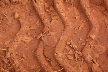Close-up of a Tractor Track on the Ground