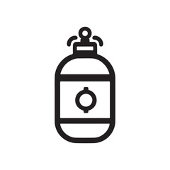 Simple black and white vector icon of a gas cylinder, such as a scuba tank or oxygen tank, isolated.