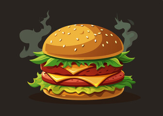Delicious Double Cheeseburger Illustration
