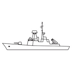 Warship Military Battleship Line Art Navy Vessel Combat Ship Illustration