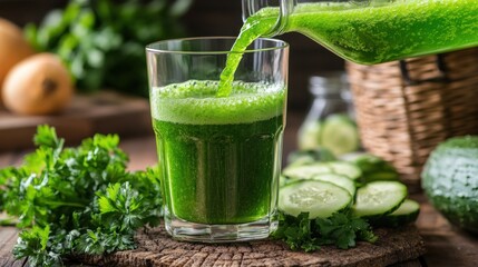 Green smoothie being poured (1)