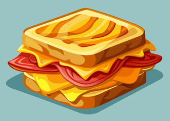 Delicious Grilled Cheese Sandwich with Melted Cheese and Meat