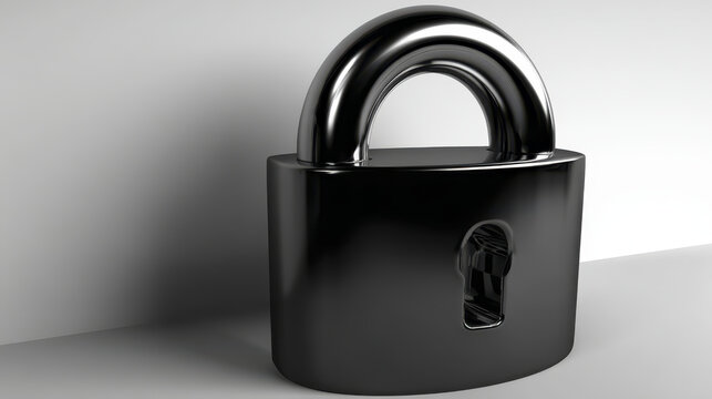 Sleek black padlock symbolizes cybersecurity and protection in digital world