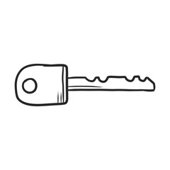 Modern Hand-Drawn Key with Round Head, Representing Security, Access, and Solutions